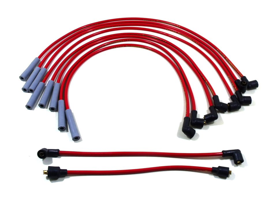 Taylor Cable 84252 ThunderVolt 8.2mm Ignition Wire Set; Red; Stock; 11.75 in.; 180 Deg. Plug Boot; - Truck Part Superstore