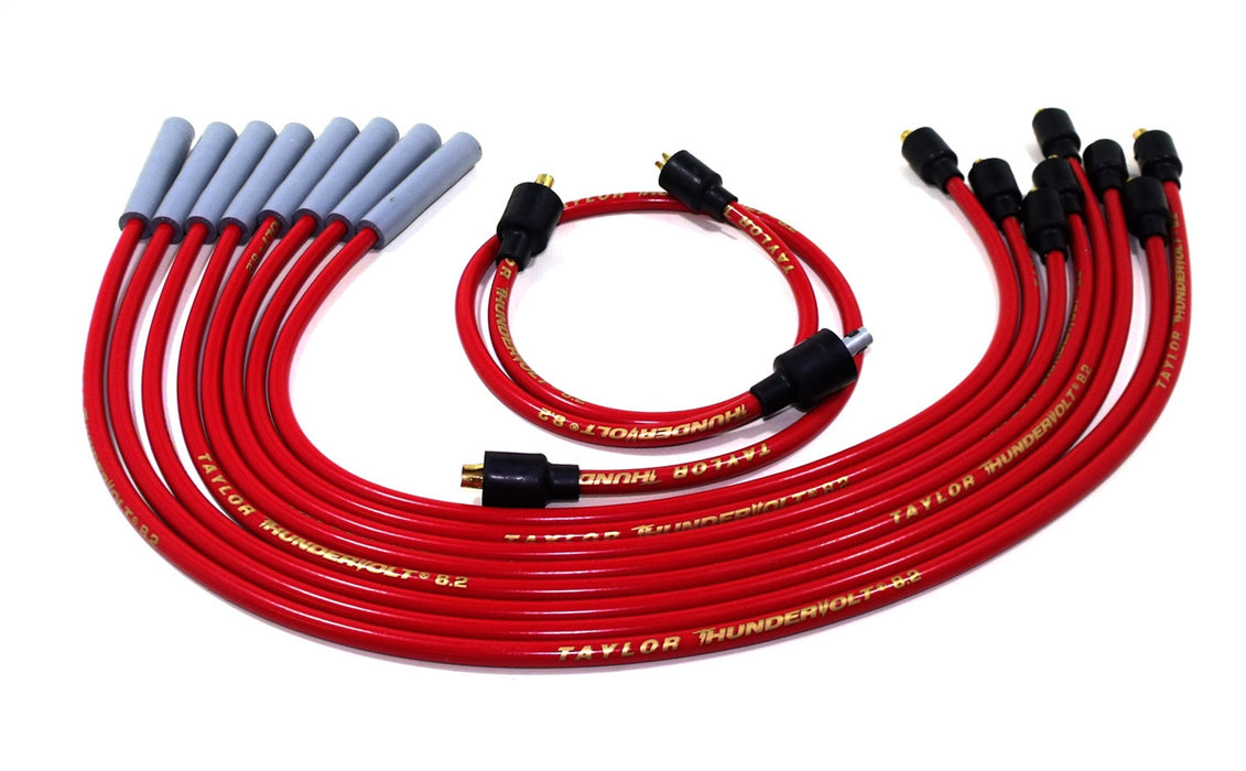 Taylor Cable 84271 ThunderVolt 8.2mm Ignition Wire Set; Red; Stock; 11.75 in.; 180 Deg. Plug Boot; - Truck Part Superstore