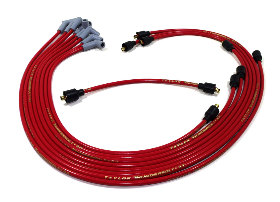 Taylor Cable 84272 ThunderVolt 8.2mm Ignition Wire Set; Spiro-Wound; Custom Fit; 90/135 deg.; Red; - Truck Part Superstore