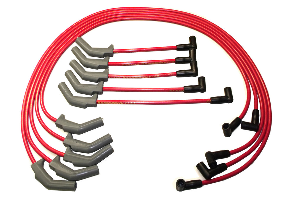 Taylor Cable 84273 ThunderVolt 8.2mm Ignition Wire Set; Red; Stock; 9.5 in.; OE Spark Plug Boot; - Truck Part Superstore