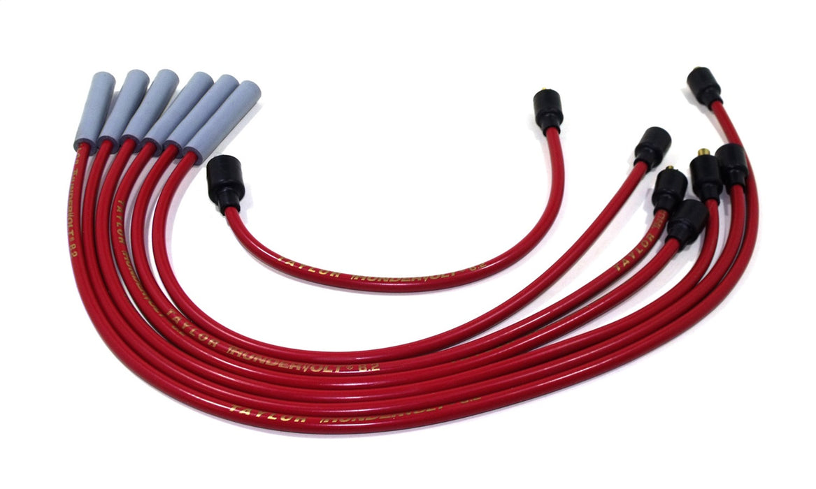 Taylor Cable 84274 ThunderVolt 8.2mm Ignition Wire Set; Red; Stock; 11.75 in.; 180 Deg. Plug Boot; - Truck Part Superstore