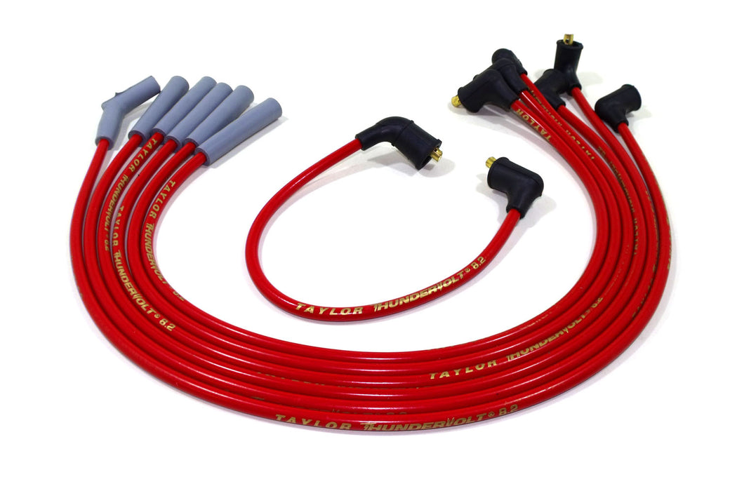 Taylor Cable 84290 ThunderVolt 8.2mm Ignition Wire Set; Spiro-Wound; Custom Fit; 180/135 deg.; Red; - Truck Part Superstore