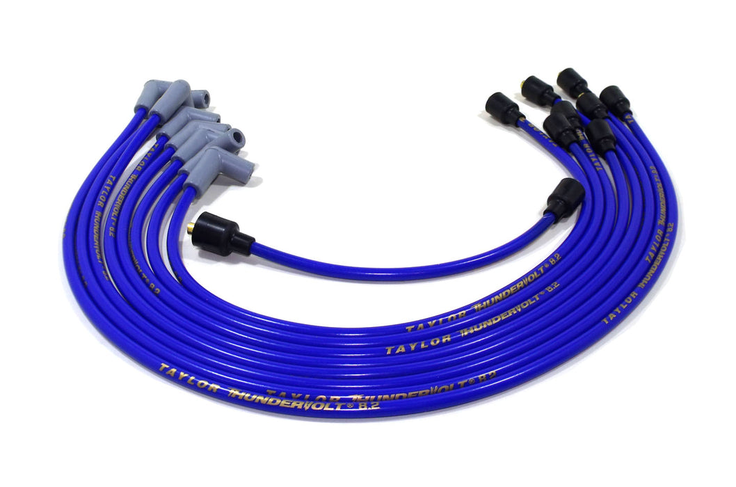 Taylor Cable 84601 ThunderVolt 8.2mm Ignition Wire Set; Spiro-Wound; Custom Fit; 90 deg.; Blue; - Truck Part Superstore