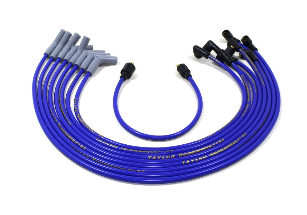 Taylor Cable 84603 ThunderVolt 8.2mm Ignition Wire Set; Spiro-Wound; Custom Fit; 135 deg.; Blue; - Truck Part Superstore