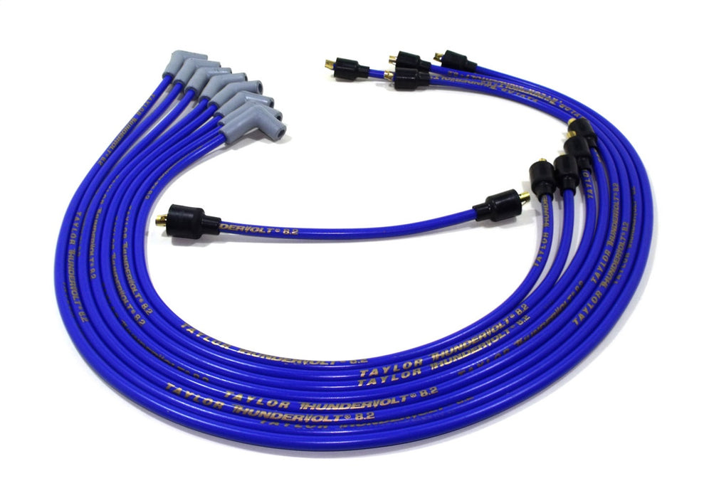 Taylor Cable 84605 ThunderVolt 8.2mm Ignition Wire Set; Spiro-Wound; Custom Fit; 90 deg.; Blue; - Truck Part Superstore