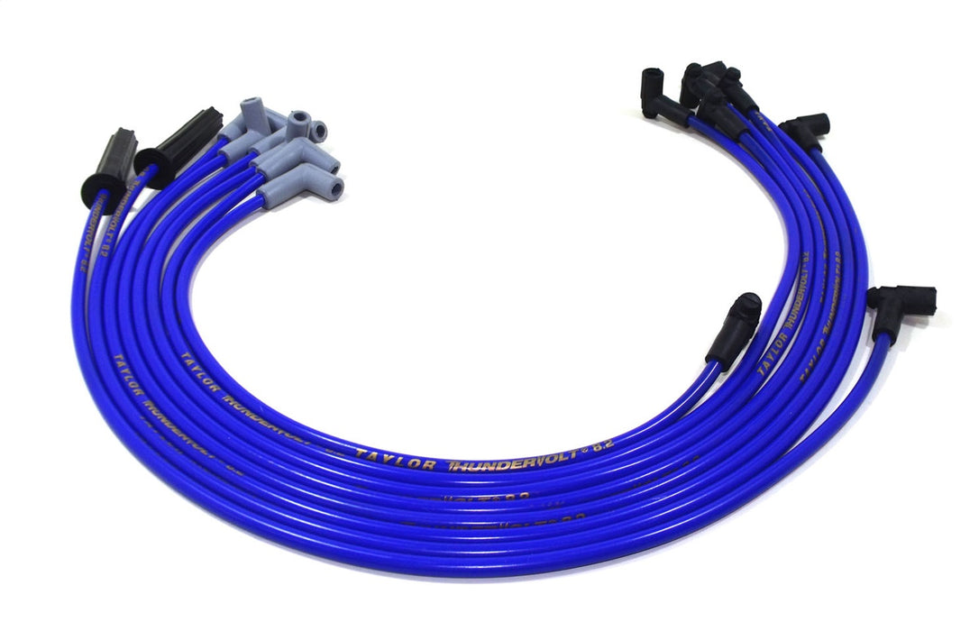 Taylor Cable 84607 ThunderVolt 8.2mm Ignition Wire Set; Spiro-Wound; Custom Fit; 90/180 Deg.; Blue; - Truck Part Superstore
