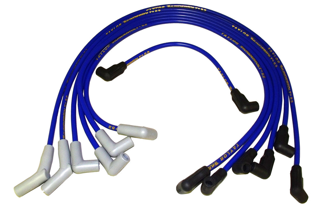 Taylor Cable 84620 ThunderVolt 8.2mm Ignition Wire Set; Spiro-Wound; Custom Fit; 90/135 deg.; Blue; - Truck Part Superstore