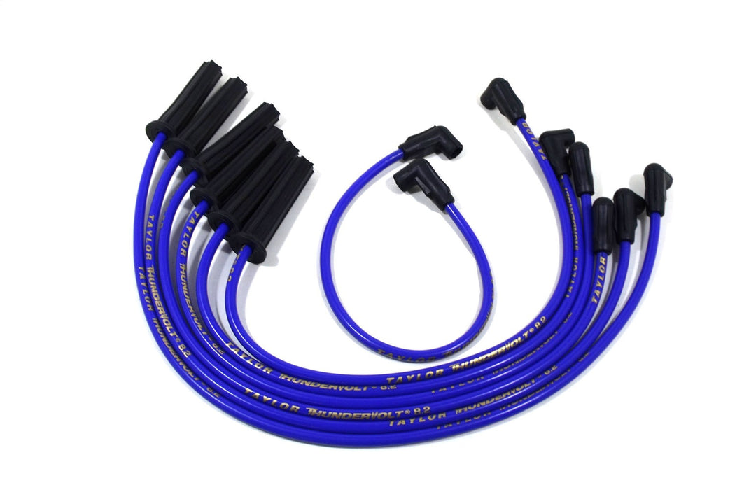 Taylor Cable 84624 ThunderVolt 8.2mm Ignition Wire Set; Blue; Stock; 11.75 in.; 180 Deg. Plug Boot; - Truck Part Superstore
