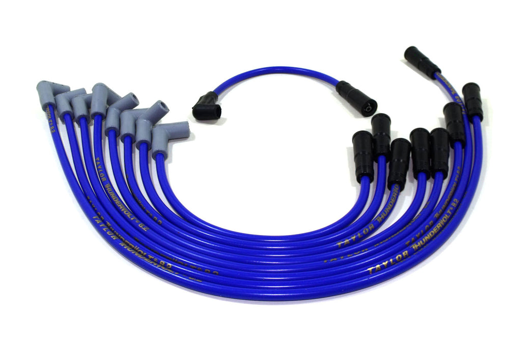 Taylor Cable 84626 ThunderVolt 8.2mm Ignition Wire Set; Spiro-Wound; Custom Fit; 90 deg.; Blue; - Truck Part Superstore
