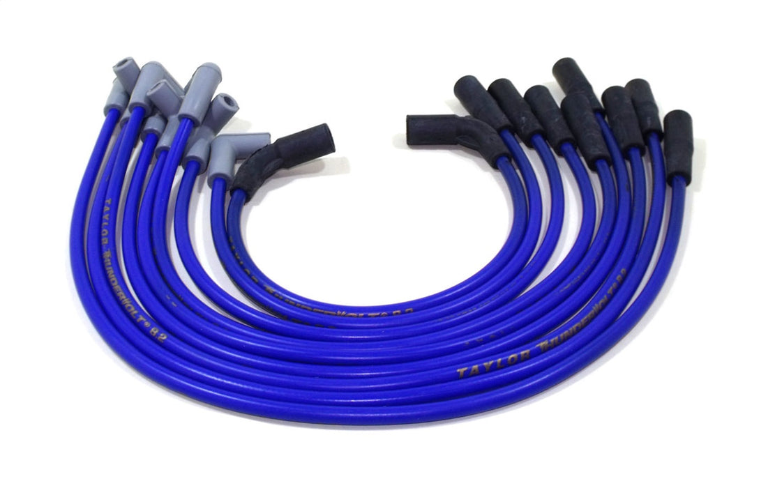 Taylor Cable 84636 ThunderVolt 8.2mm Ignition Wire Set; Spiro-Wound; Custom Fit; 90 deg.; Blue; - Truck Part Superstore