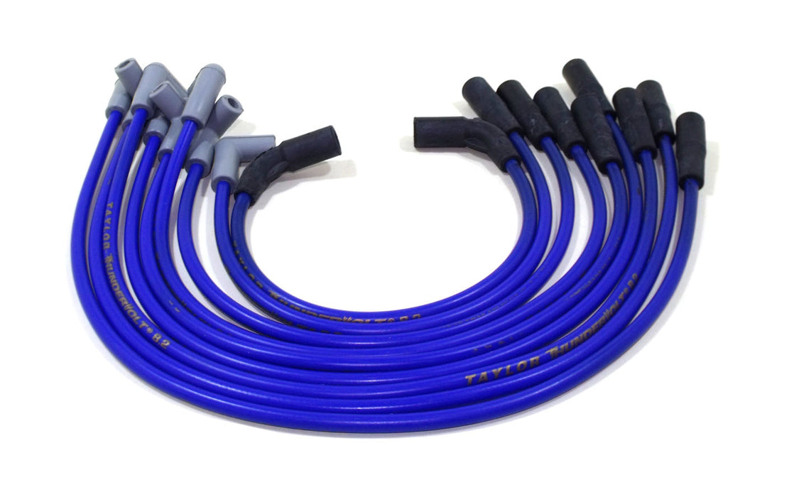 Taylor Cable 84636 ThunderVolt 8.2mm Ignition Wire Set; Spiro-Wound; Custom Fit; 90 deg.; Blue; - Truck Part Superstore