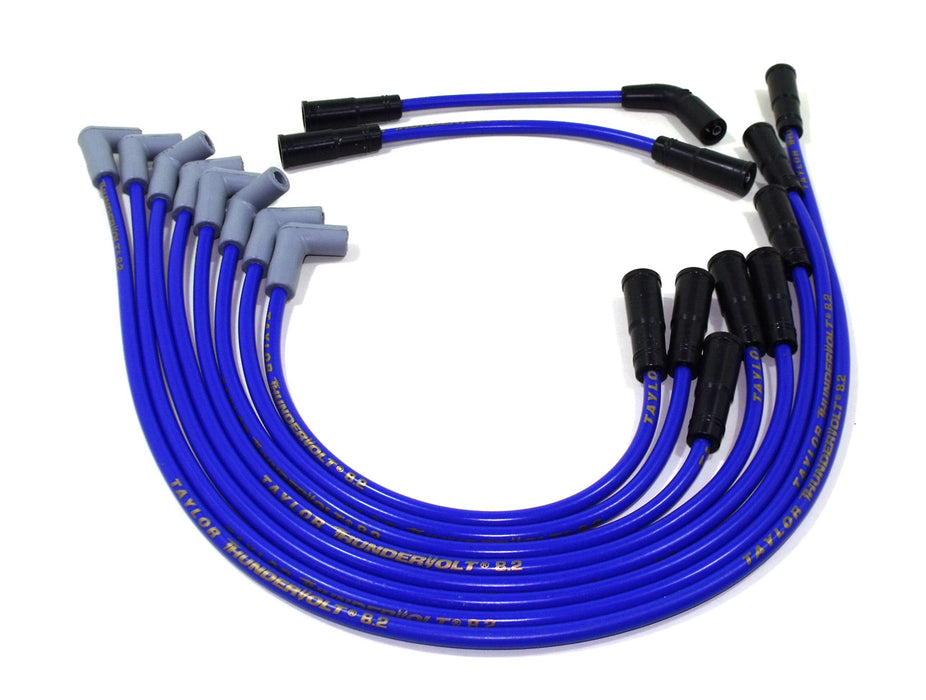 Taylor Cable 84639 ThunderVolt 8.2mm Ignition Wire Set; Spiro-Wound; Custom Fit; 90 deg.; Blue; - Truck Part Superstore
