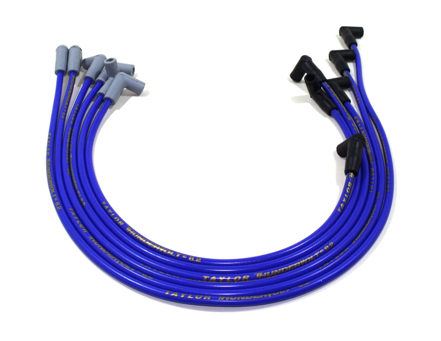 Taylor Cable 84643 ThunderVolt 8.2mm Ignition Wire Set; Spiro-Wound; Custom Fit; 90 deg.; Blue; - Truck Part Superstore
