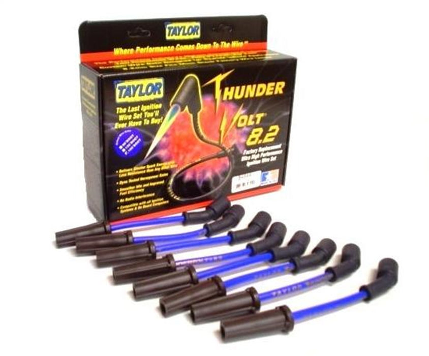 Taylor Cable 84644 ThunderVolt 8.2mm Ignition Wire Set; Blue; Stock; 9.5 in.; 180 Deg. Plug Boot; - Truck Part Superstore