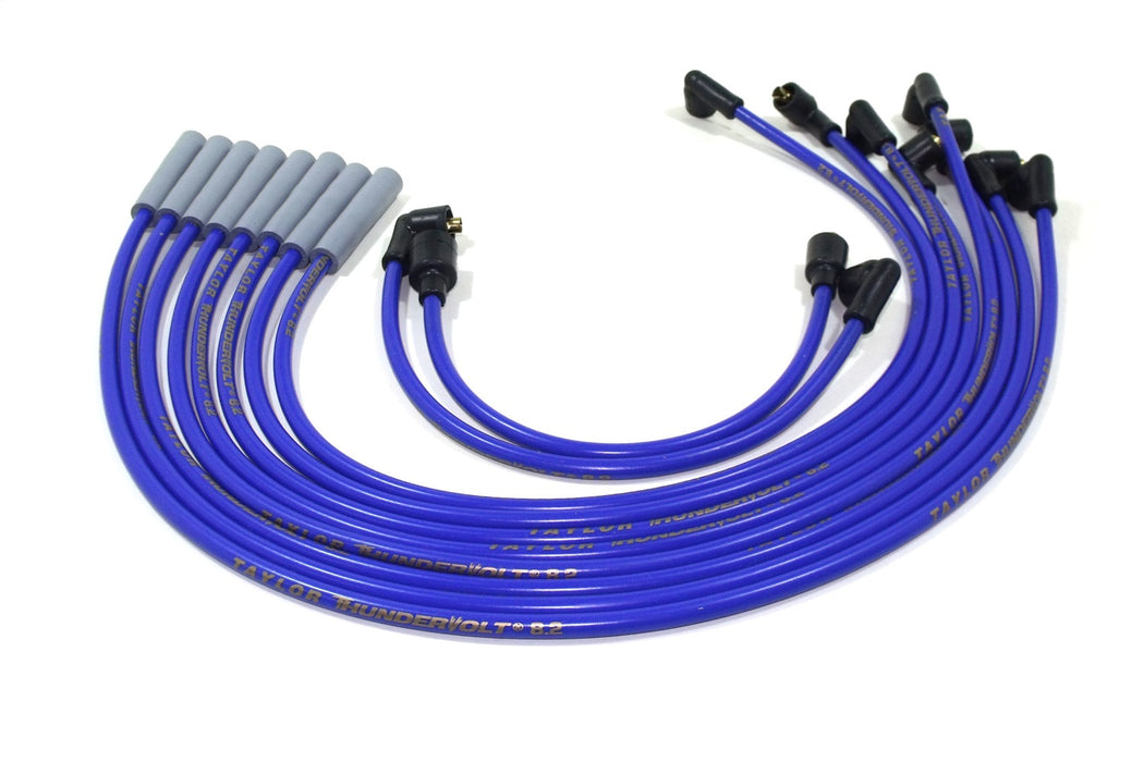 Taylor Cable 84652 ThunderVolt 8.2mm Ignition Wire Set; Blue; Stock; 11.75 in.; 180 Deg. Plug Boot; - Truck Part Superstore