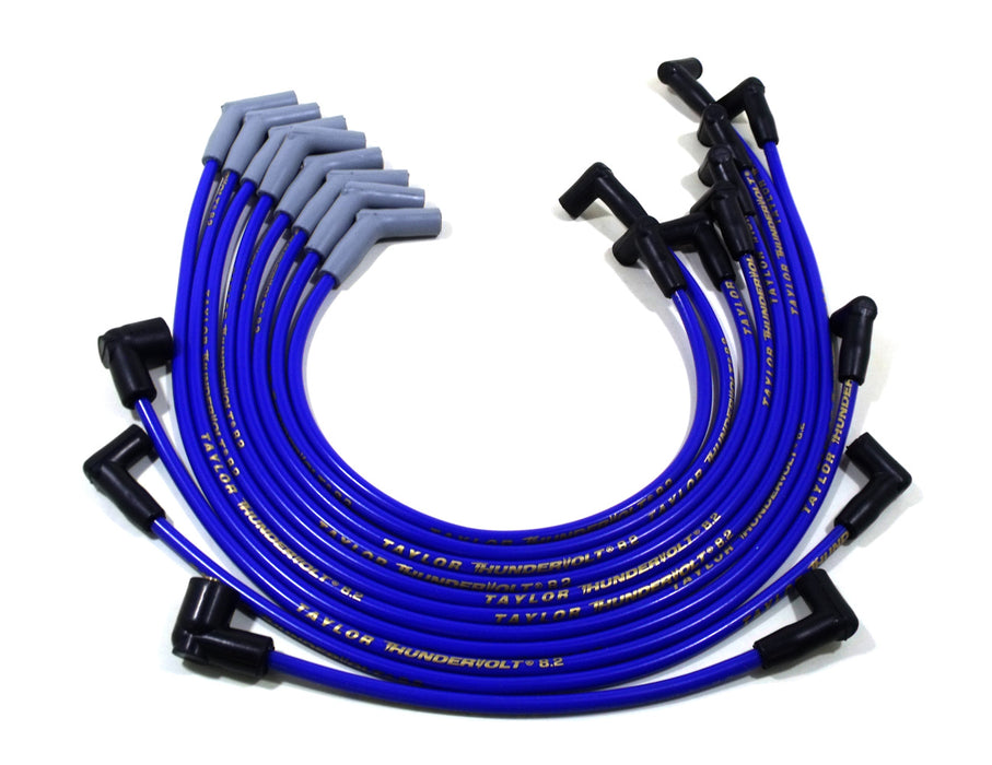 Taylor Cable 84655 ThunderVolt 8.2mm Ignition Wire Set; Spiro-Wound; Custom Fit; 135 deg.; Blue; - Truck Part Superstore