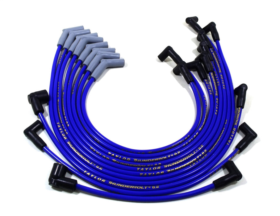 Taylor Cable 84655 ThunderVolt 8.2mm Ignition Wire Set; Spiro-Wound; Custom Fit; 135 deg.; Blue; - Truck Part Superstore
