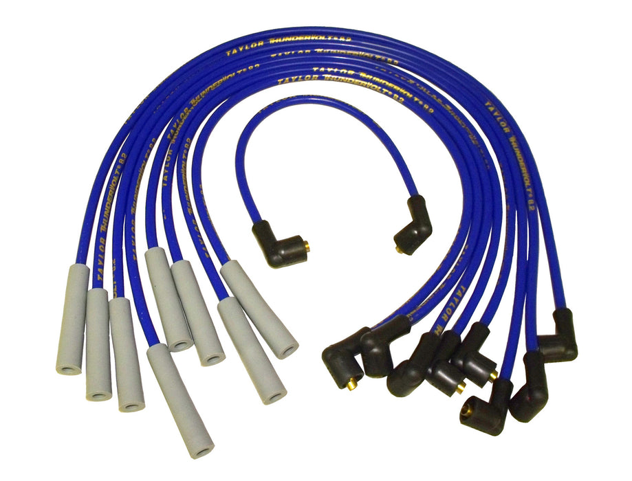 Taylor Cable 84661 ThunderVolt 8.2mm Ignition Wire Set; Blue; Stock; 11.75 in.; 180 Deg. Plug Boot; - Truck Part Superstore
