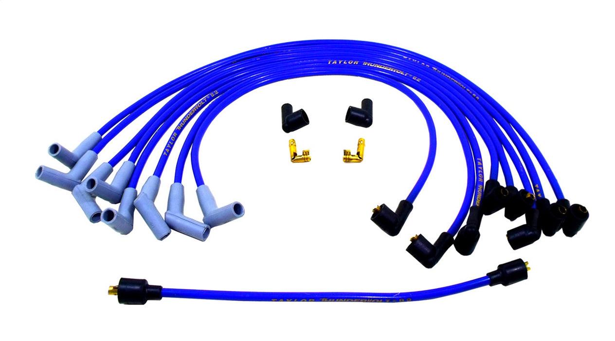 Taylor Cable 84662 ThunderVolt 8.2mm Ignition Wire Set; Spiro-Wound; Custom Fit; 135 deg.; Blue; - Truck Part Superstore