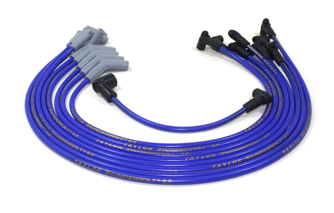 Taylor Cable 84663 ThunderVolt 8.2mm Ignition Wire Set; Spiro-Wound; Custom Fit; 135 deg.; Blue; - Truck Part Superstore