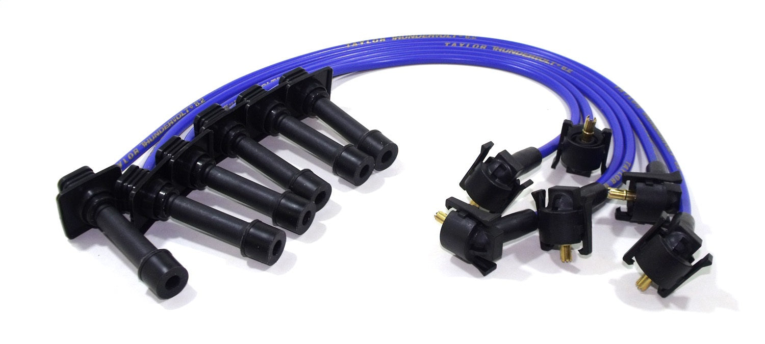 Taylor Cable 84668 ThunderVolt 8.2mm Ignition Wire Set; Blue; Stock; 9.5 in.; OE Spark Plug Boot; - Truck Part Superstore