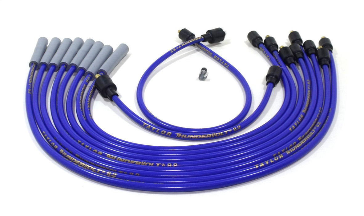 Taylor Cable 84671 ThunderVolt 8.2mm Ignition Wire Set; Blue; Stock; 11.75 in.; 180 Deg. Plug Boot; - Truck Part Superstore