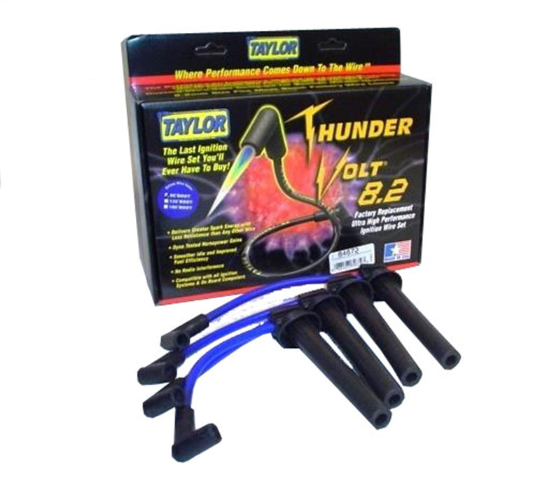 Taylor Cable 84672 ThunderVolt 8.2mm Ignition Wire Set; Spiro-Wound; Custom Fit; 90/135 deg.; Blue; - Truck Part Superstore