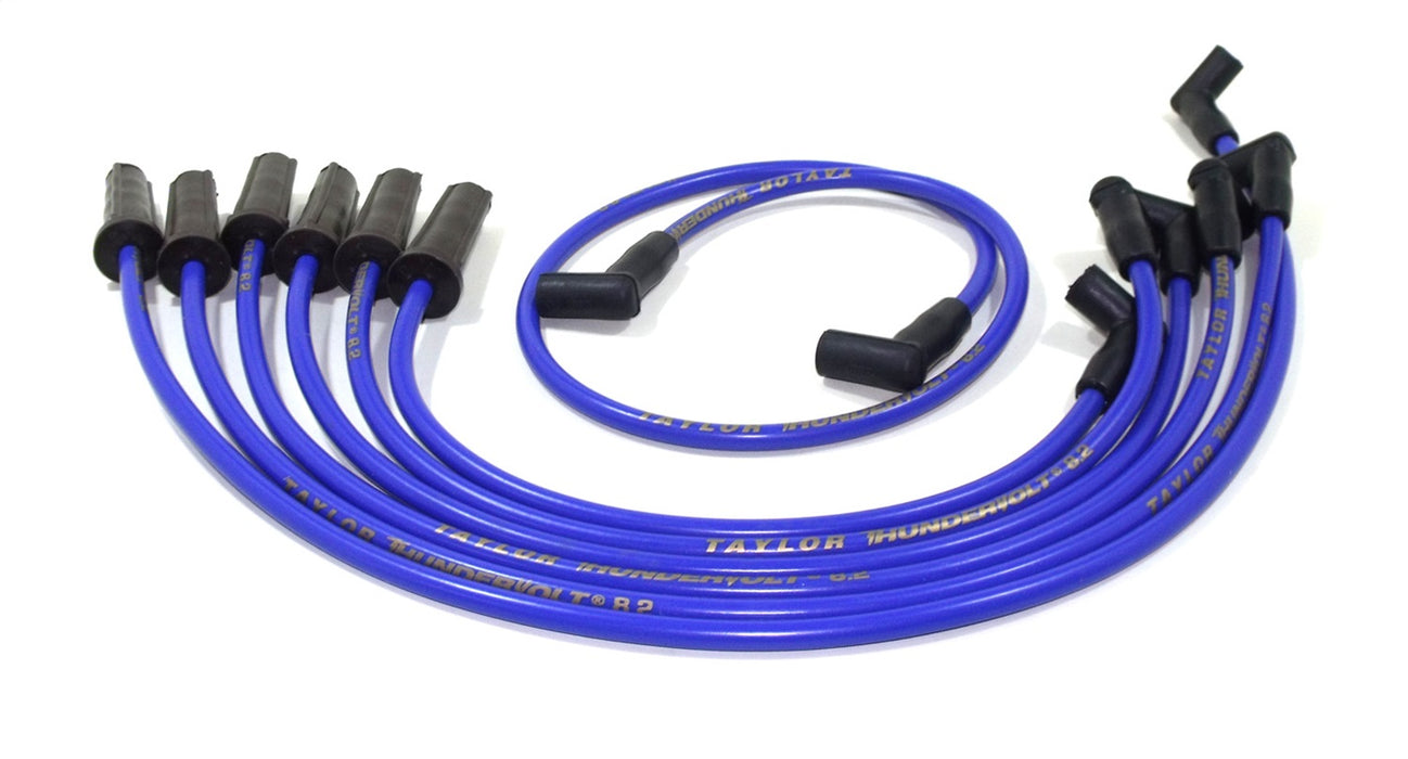 Taylor Cable 84675 ThunderVolt 8.2mm Ignition Wire Set; Blue; Stock; 11.75 in.; 180 Deg. Plug Boot; - Truck Part Superstore