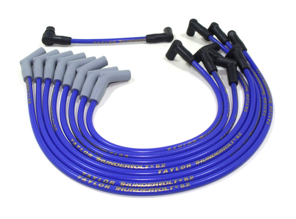 Taylor Cable 84692 ThunderVolt 8.2mm Ignition Wire Set; Spiro-Wound; Custom Fit; 135 deg.; Blue; - Truck Part Superstore