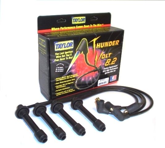 Taylor Cable 87007 ThunderVolt 8.2mm Ignition Wire Set; Black; Stock; 9.5 in.; OE Spark Plug Boot; - Truck Part Superstore