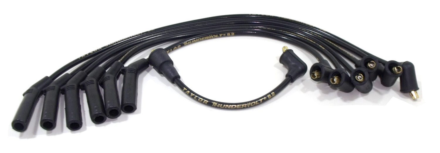Taylor Cable 87034 ThunderVolt 8.2mm Ignition Wire Set; Black; Stock; 9.5 in.; OE Spark Plug Boot; - Truck Part Superstore