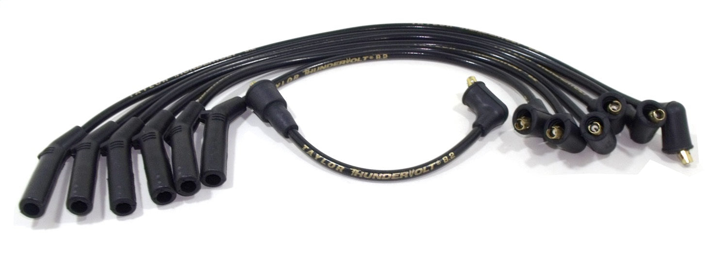 Taylor Cable 87034 ThunderVolt 8.2mm Ignition Wire Set; Black; Stock; 9.5 in.; OE Spark Plug Boot; - Truck Part Superstore