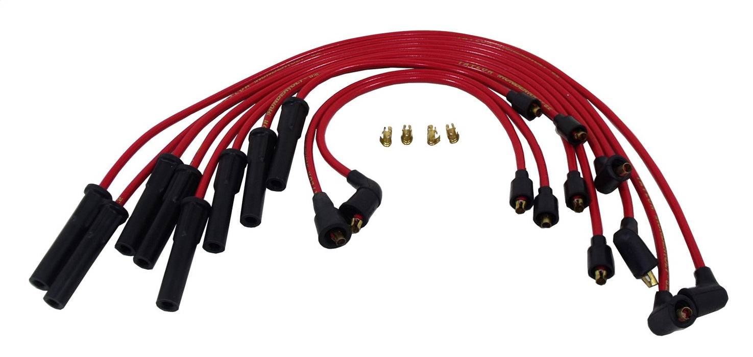 Taylor Cable 87241 ThunderVolt 8.2mm Ignition Wire Set; Red; Stock; 11.75 in.; 180 Deg. Plug Boot; - Truck Part Superstore