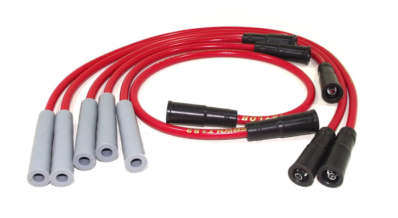 Taylor Cable 87283 ThunderVolt 8.2mm Ignition Wire Set; Red; Stock; 11.75 in.; 180 Deg. Plug Boot; - Truck Part Superstore