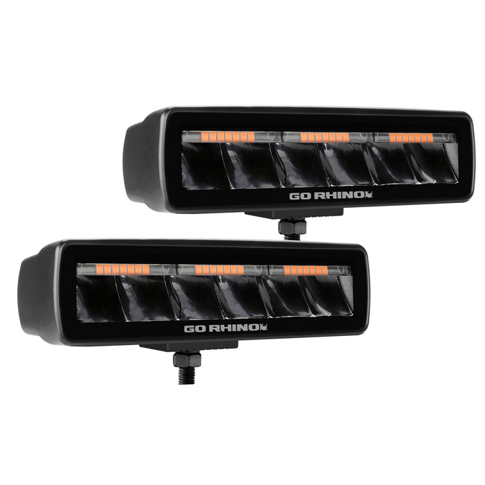 Go Rhino 750600622SBS Blackout Combo Series Lights - Pair of Sixline Spot Lights With Amber Accent - Truck Part Superstore