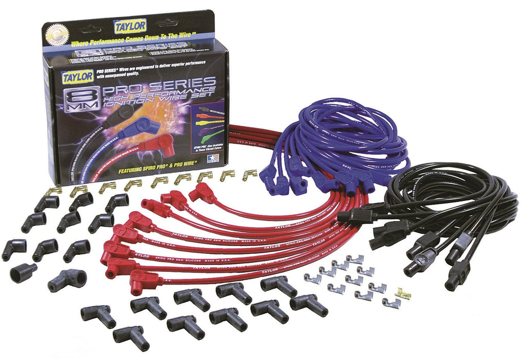 Taylor Cable 76243 8mm Spiro-Pro Ignition Wire Set; Spiro-Wound Core; Race Fit; Red; - Truck Part Superstore