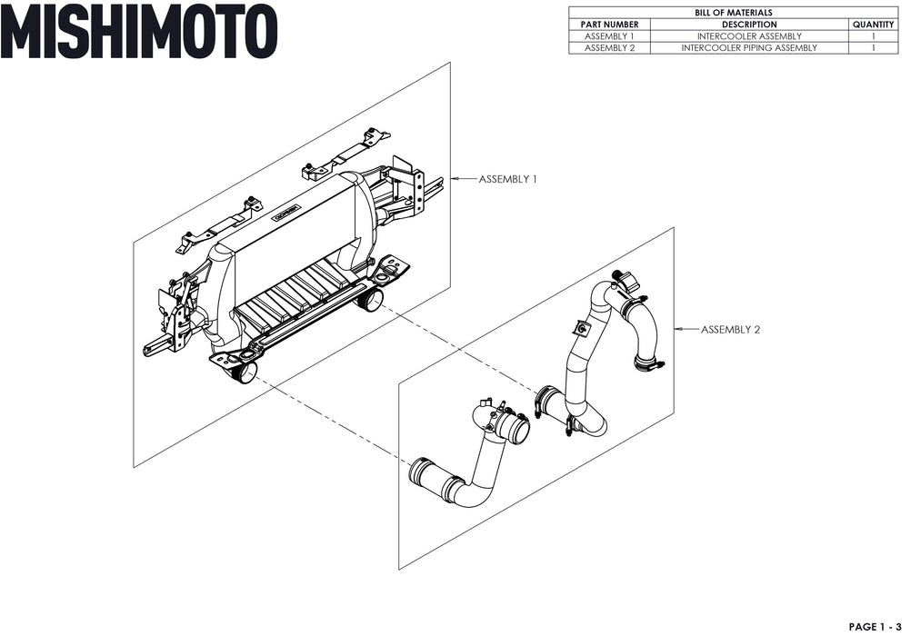 Mishimoto MMINT-BR23-21HKBKBK High-mount Intercooler Kit, 2021+ Ford Bronco 2.3L, Black Core, Black Pipes - Truck Part Superstore