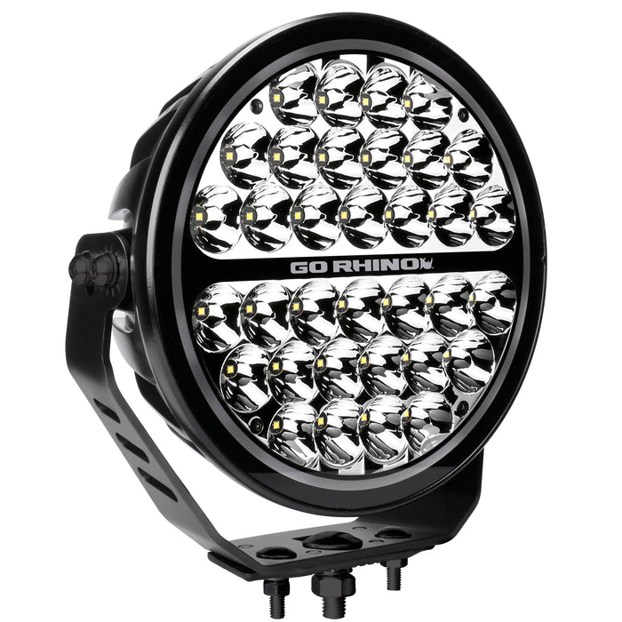 Go Rhino 751700911DRS Blackout Series Lights - 9" Round Single Driving Kit W/Daytime Running Lights - Truck Part Superstore