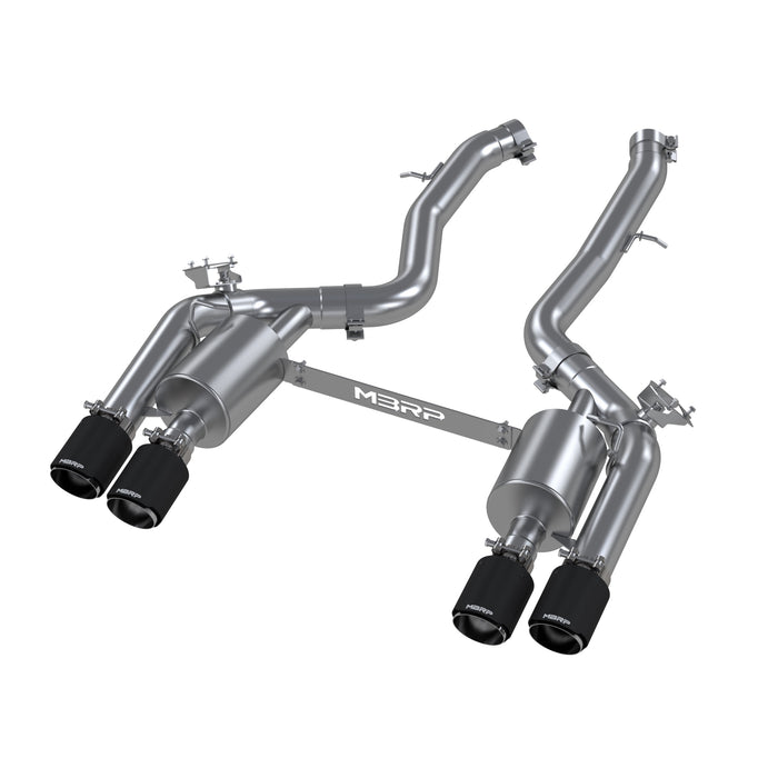 MBRP Exhaust S45023CF 3in. Resonator-Back; Dual Rear Quad Outlet; T304; CF; Active - Truck Part Superstore
