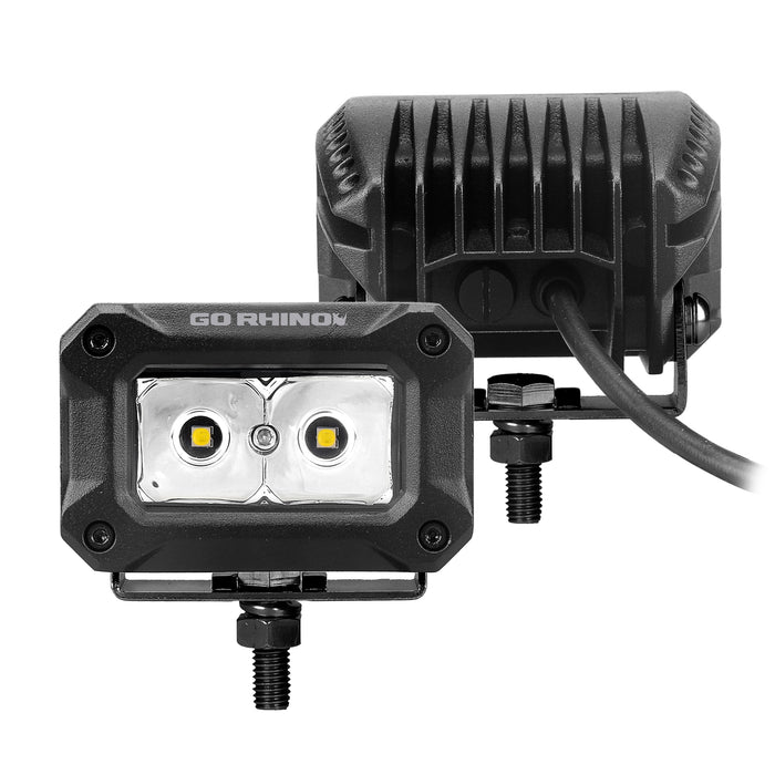 Go Rhino 751003023SBS Bright Series Lights - Pair of 3x2 Rectangle Spot Light Kit - Truck Part Superstore