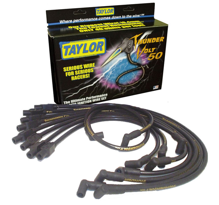 Taylor Cable 98082 ThunderVolt 50 10.4mm Ignition Wire Set; Custom Fit; Black - Truck Part Superstore