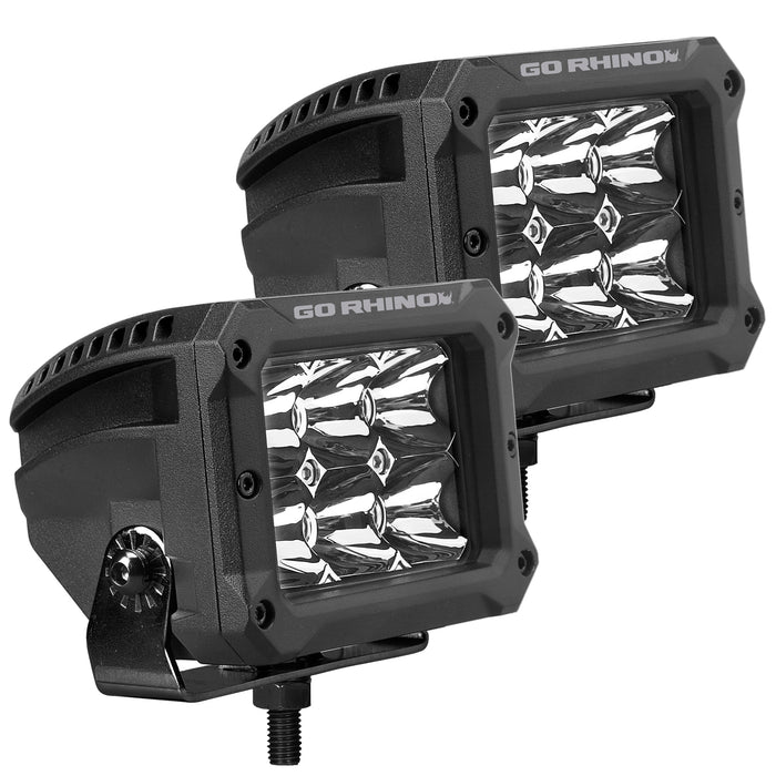 Go Rhino 753003023SBS Bright Series Lights - Pair of 4x3 Rectangle Spot Light Kit - Truck Part Superstore