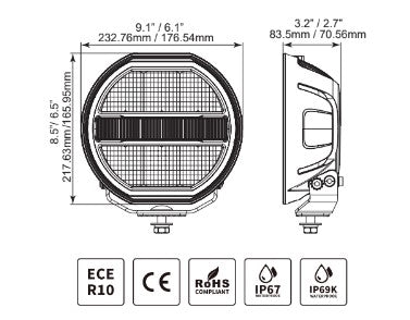 Go Rhino 751080711CRS Blackout Series Lights - 7" Maxline Hi/Low Beam W/Multi Daytime Running Light - Truck Part Superstore