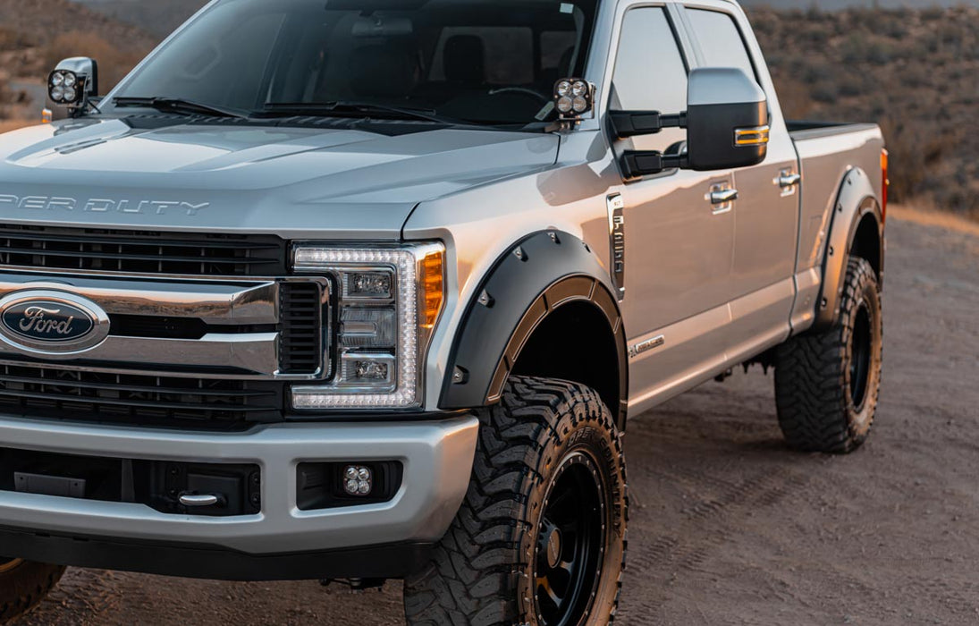 Rough Country A-F21112 Defender Pocket Fender Flares Flat Black Ford Super Duty 2WD/4WD (17-22) Rough Country - Truck Part Superstore