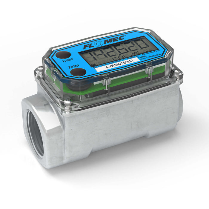 FLOMEC A1 Series aluminum 1-inch flow meter for thin petroleum based fluids gallon measure
