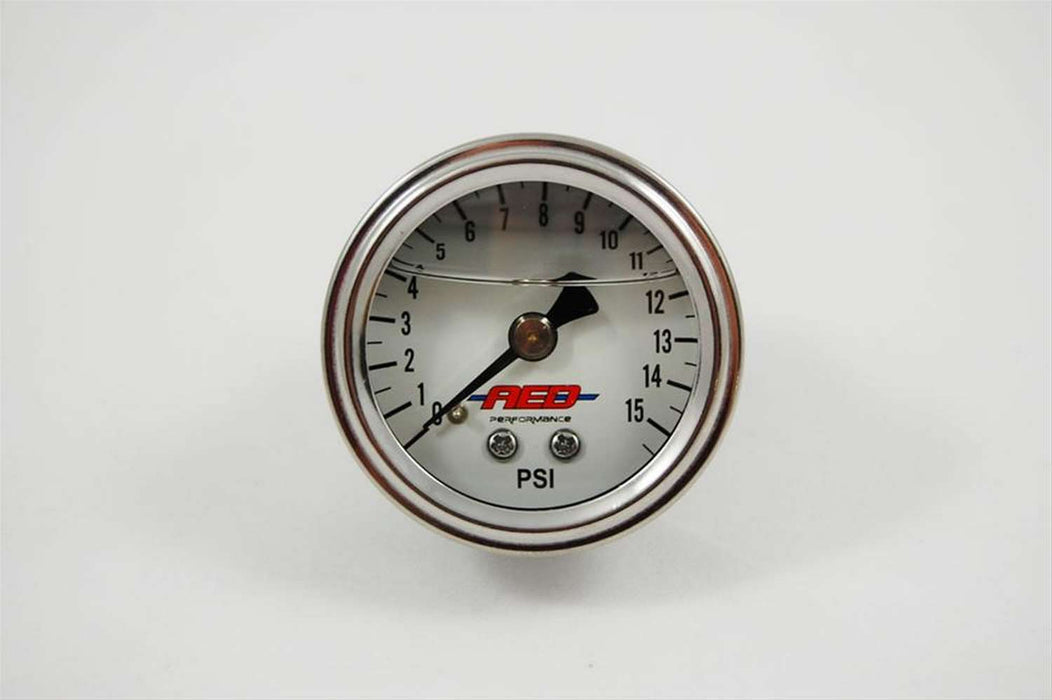 ADVANCED ENGINE DESIGN 6101 1-1/2 Fuel Press. Gauge 0-15psi Liquid Filled