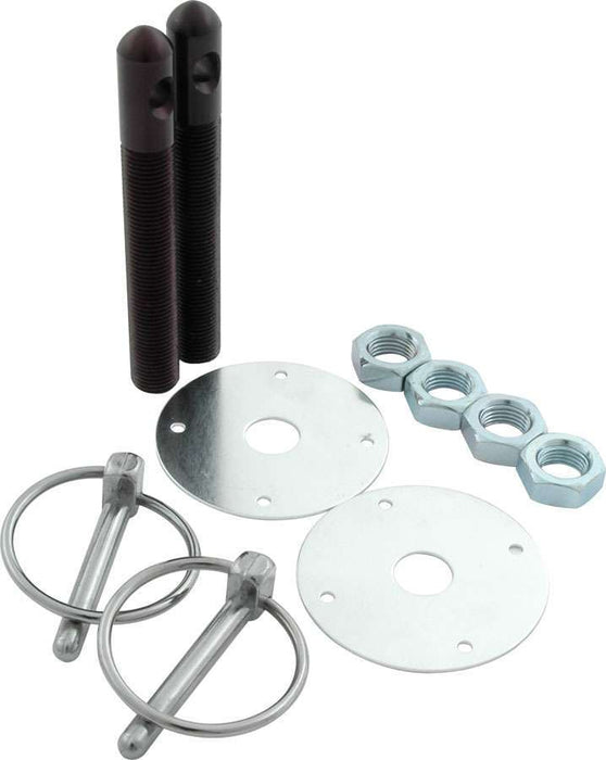 ALLSTAR PERFORMANCE 18504 Alum Hood Pin Kit 1/2in with 3/16in Clips Black