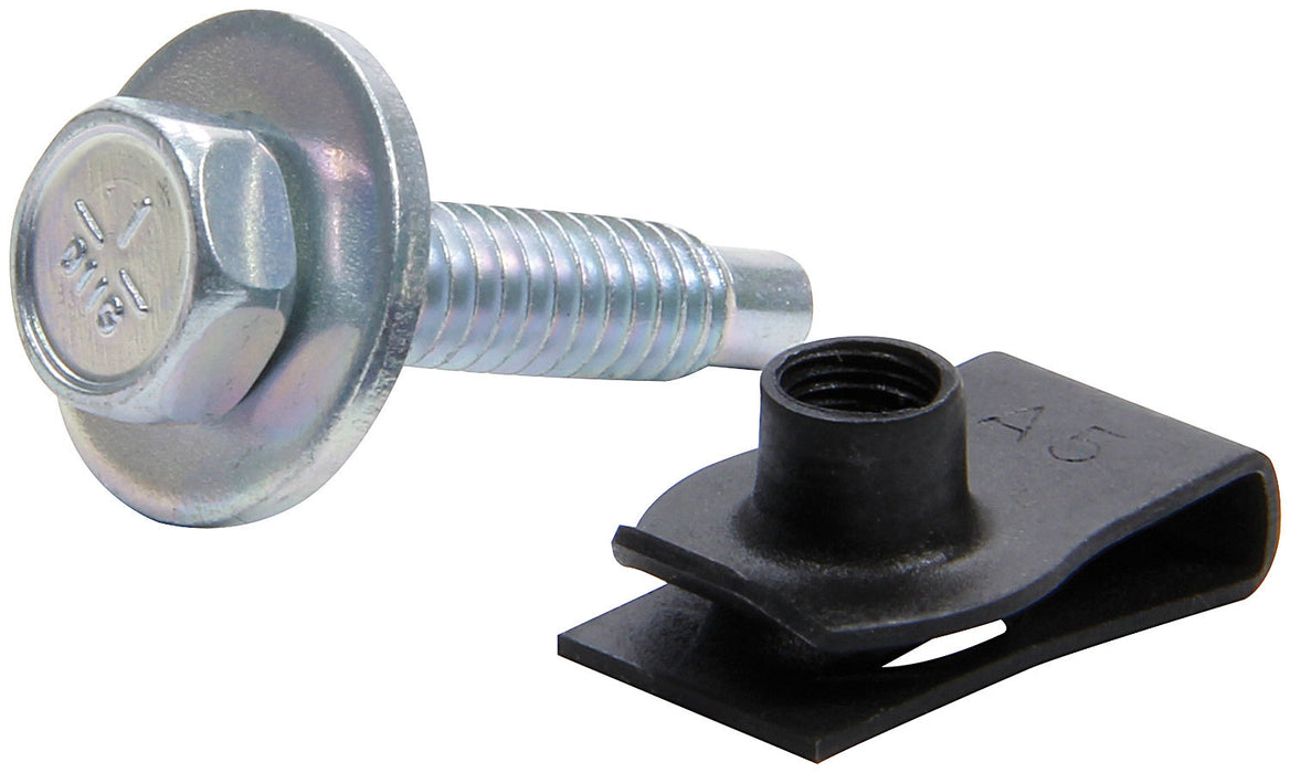 ALLSTAR PERFORMANCE 18656 Body Bolt Kit w/ Clips 10pk Silver