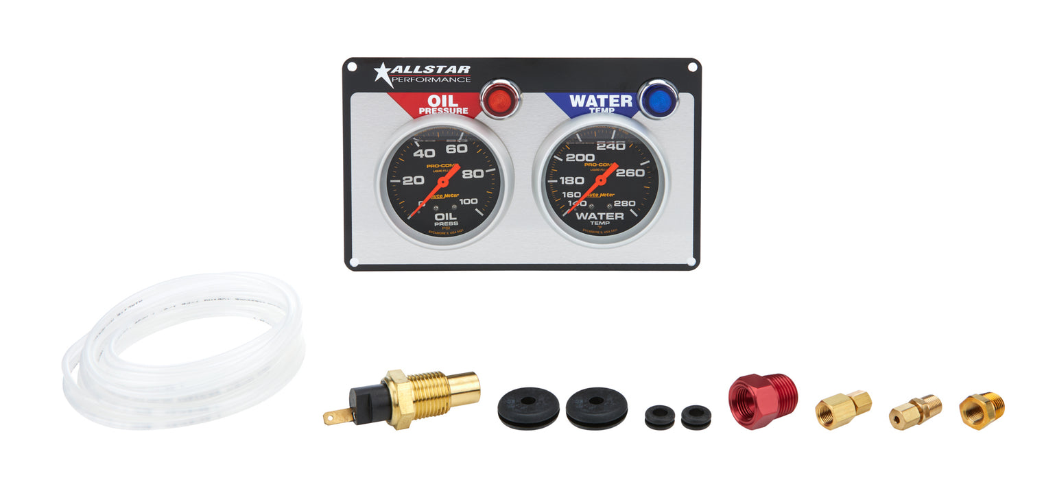 ALLSTAR PERFORMANCE 80120 2 Gauge Panel A/M OP/WT Liquid Filled
