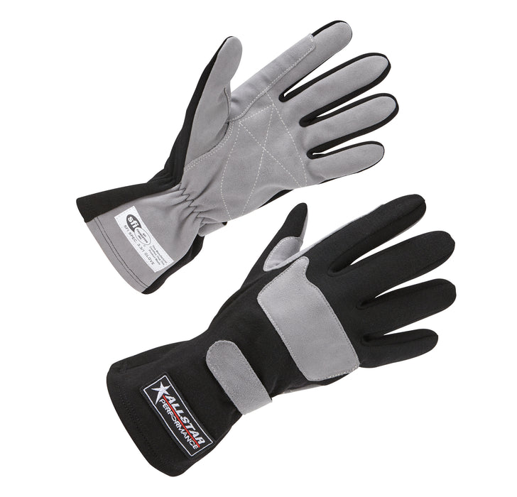ALLSTAR PERFORMANCE 911012 Driving Gloves SFI 3.3/1 S/L Black/Gray Medium
